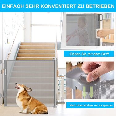 Захисне ворота для дитячих воріт, захист від сходів, розтяжне, 0-150 см, для дітей, котів та собак, внутрішнє та зовнішнє використання (200 см/сірий)