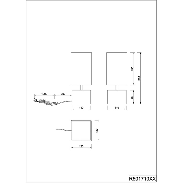 Настільна лампа Reality Leuchten Woody R50181080 з дерев'яним цоколем, чорний матовий метал, абажур з тканини золотого кольору, без лампочки E27 (12x12 см)