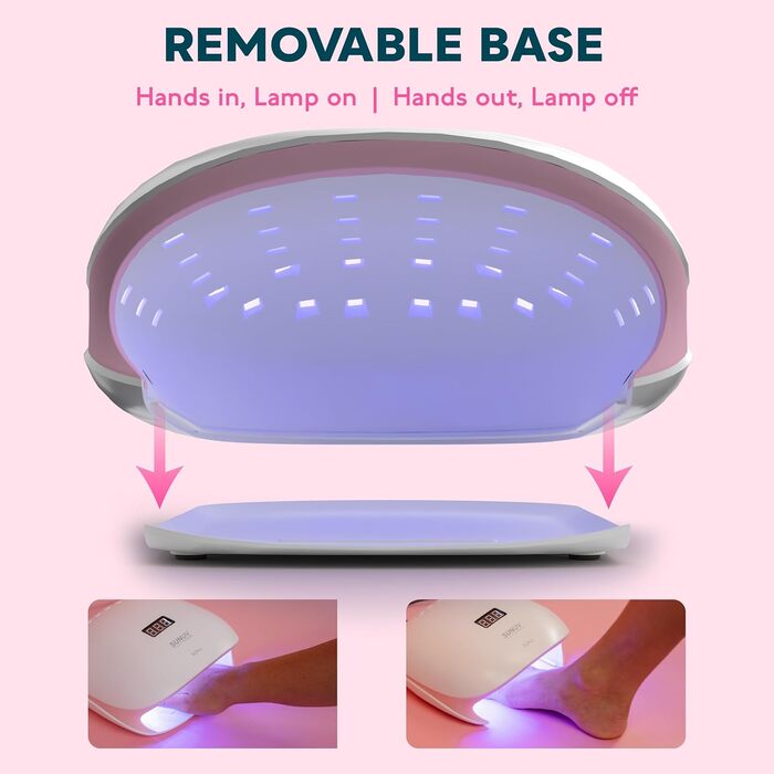 SUNUV LED лампа для гелевих нігтів - швидкий сушар з таймером, LCD-дисплеєм та інфрачервоним сенсором (рожевий)