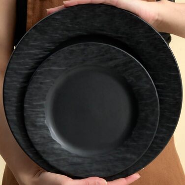 Набір посуду Karaca Solem 18 предметів, чорний, з тисненням, для 6 осіб