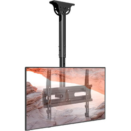 Adjustable TV Ceiling Mount for LED, LCD, OLED, and Plasma TVs - 26-65 Inch, 50kg Capacity, 400x400mm VESA, Black (AX11TB01)