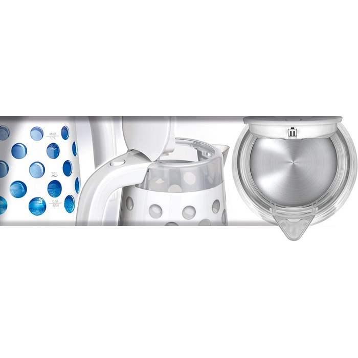 Електричний чайник MPM MCZ-85/G1, 1.7 л, без BPA, бездротовий, 360° обертання, антинакипний фільтр, автовимкнення, чорний, 2200W