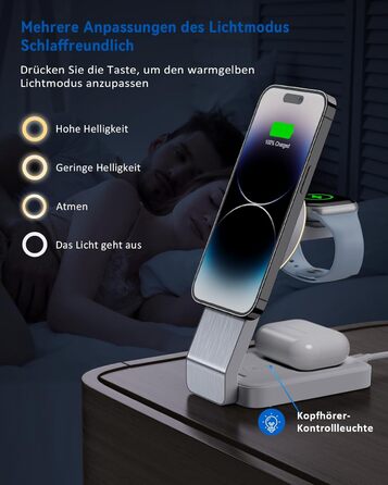 3-в-1 Станція Бездротової Зарядки: iPhone, Apple Watch, AirPods (Біла)