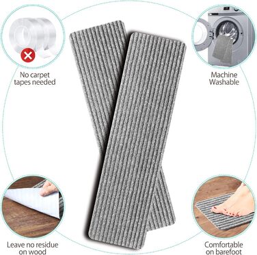 Килимок на сходи ToStair, 76x20 см (15 шт.), антиковзаючі, для дому, підходить для дітей, літніх людей та собак, сірий