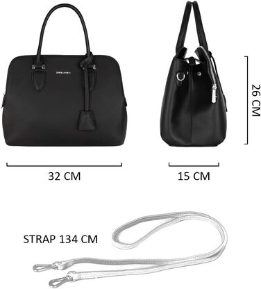 Сумка жіноча David Jones елегантна шопер (tote bag) з PU шкіри, чорна. Сумка через плече, багато відділень, для роботи та повсякдення