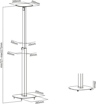 Підставки для колонок - 2 шт. Білі, висота 727-1171 мм, вантажопідйомність 10 кг кожна