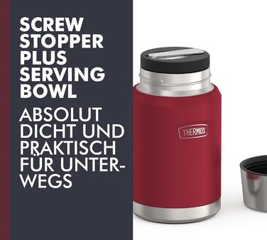 Термос ICON Food Jar 0,71 л, темно-сірий/графіт матовий, контейнер для їжі з подвійних стінок з нержавіючої сталі 18/8, зберігає тепло та холод, з відкидним ложкою, неслизьке дно, абсолютно герметичний