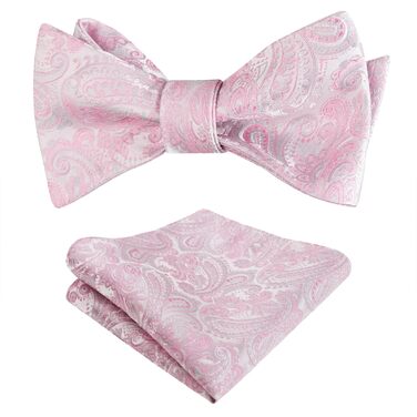 Мужская галстук-бабочка Alizeal Retro Paisley с платком в комплекті, бирюзовый цвет (универсальный размер, розовый/серебристый)