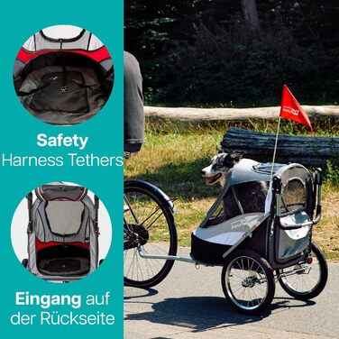 Innopet Sporty Dog Trailer Deluxe: Причіп для собак, велосипедний, червоно-білий - до 30 кг, з дощем.