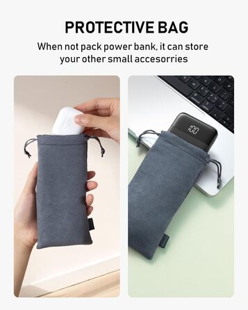 Powerbank Charmast 10000mAh з 4 кабелями, 6 виходами та 3 входами. Сумісний з iPhone, iPad, Samsung. Чорний
