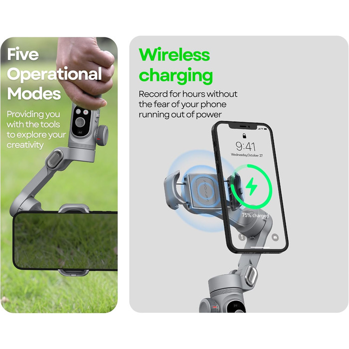 Aochuan Smart X Pro - Стабілізатор Gimbal для смартфонів (iPhone/Android) з триподом, 3-осьовий, для зйомки відео та vlogs