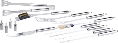 Набір для гриля Rosenstein & Söhne: 14 предметів з нержавіючої сталі, алюмінієвий кейс, щітка для гриля