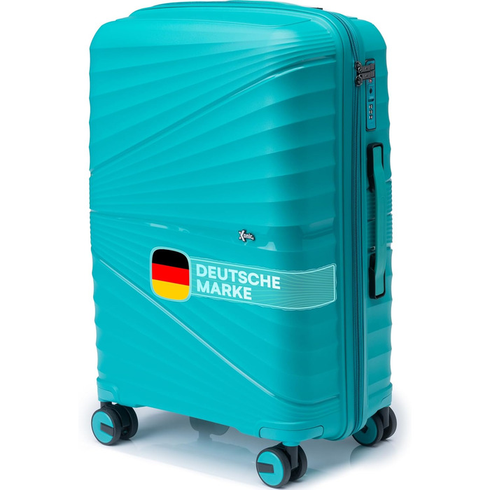 Xonic® Валіза з жорстким корпусом M, 40L - Міцна валіза на коліщатках з поліпропілену з подвійними колесами на 360° та TSA-замком - Чемодан для подорожей, м'ятно-зелений (М, 65л)