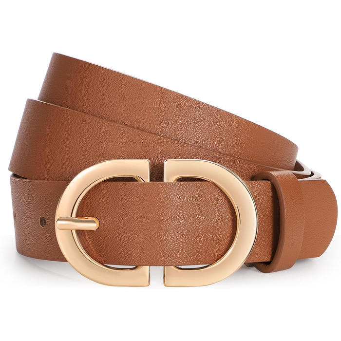 Жіночий шкіряний ремінь WHIPPY для джинсів, з золотою пряжкою. Розмір L (91-105 см), XL (106-115 см). Колір: B-brown