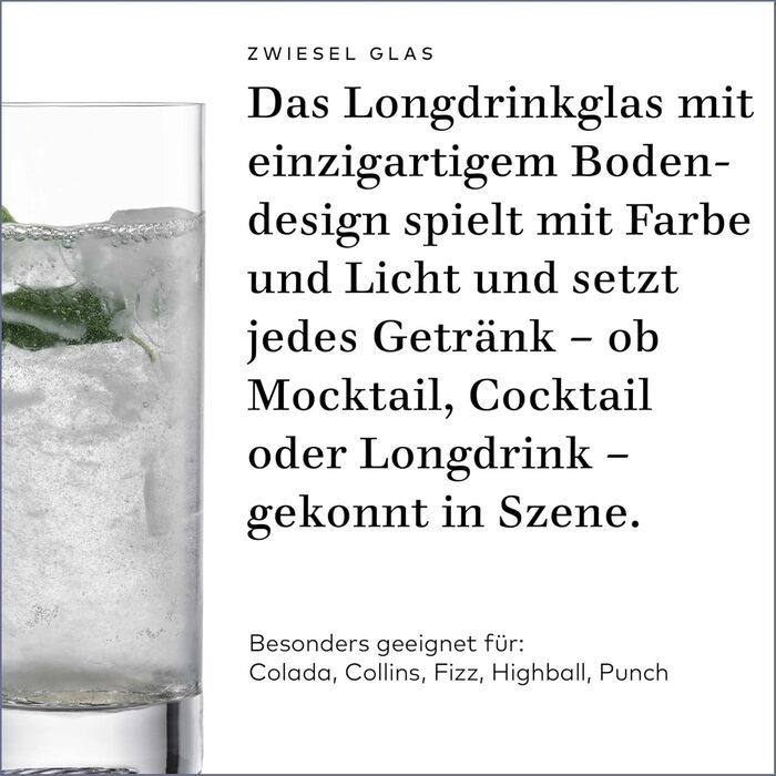 Zwiesel Glas Longdrink Glass Echo (Set of 4), stylish glasses for long drinks, dishwasher-safe Tritan crystal glasses, Made in Germany (Art. No. 123378)