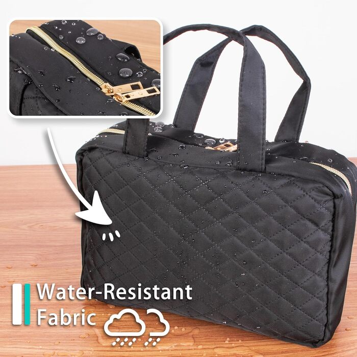 Чорна дорожня косметичка Pinkiou з гачком для підвішування, велика водонепроникна сумочка для косметики для жінок