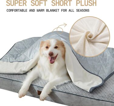 Килимок для собак та котів, ультрам'який, водонепроникний, 75x60 см, миючий, двосторонній (охолоджуючий та зігріваючий) для цілорічного комфорту, сірий та білий