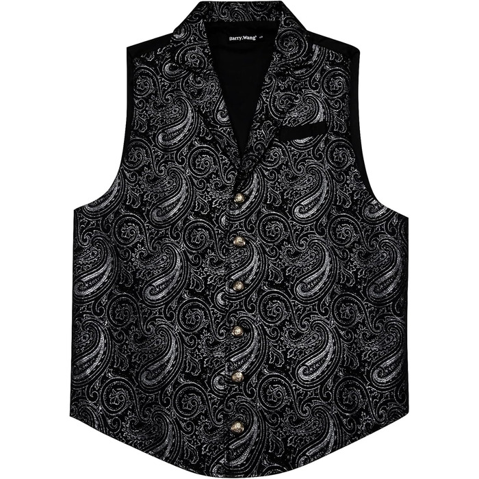 Жилет чоловічий Вікторіанський Стимпанк Готичний з Пайслі. Чорний/Сріблястий. Для вечірок, Halloween, формальних заходів