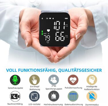 Тонометр на зап'ястік, LED-дисплей, регульована манжета, виявлення аритмії, CK-W118