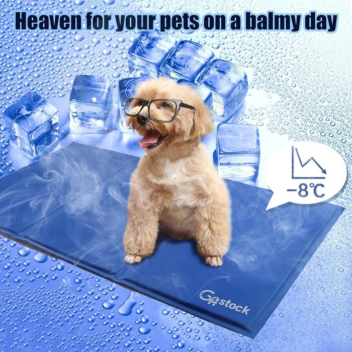 GoStock Cooling Mat for Dogs, Pet Cooling Mat Non-Toxic Gel Self-Cooling Mat for Dogs and Cats, Pet Cooling Mat Dog Cooler Pad for Crates, Kennels and Beds (90 * 50cm)