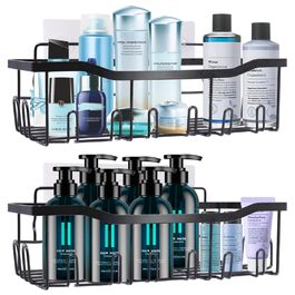 Дзеркальна поличка для душу WAOAW без свердління, 2 шт. Чорний, нержавіюча сталь, для шампуню, гелю для душу, мила, косметики