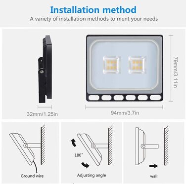 papasbox LED Floodlight Floodlights Spotlights, LED Floodlight Construction Light with Plug Waterproof IP65, 3000K Warm White, Ideal Wall Light Outdoor Lighting for Garden, Garage, Hotel (Warm White, 10W)