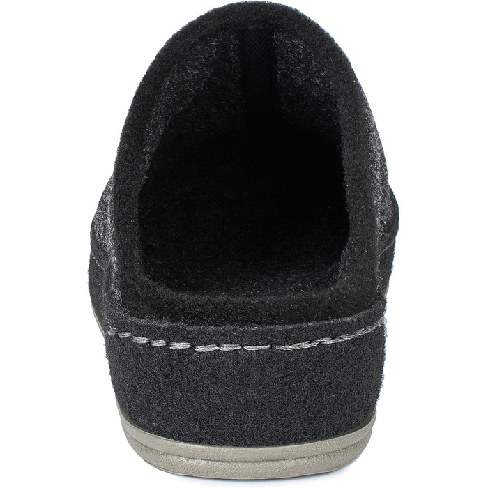 Чоловічі фетрові домашні тапочки Schawos 6030 з устілкою, супінна підошва, антиковзаючі, 43 EU, чорні