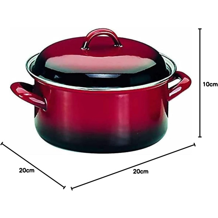 IBILI STRAIGHT Pot with Lid Volcano Stainless Steel, red/black, 24 cm, 2-piece set (20 cms)
