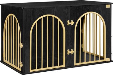 Клітка для собак Hzuaneri, 100 см, з 3 дверцятами, сучасний дизайн, для дому, чорне золото, DFC84101B
