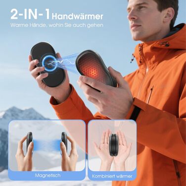 Електричний грілка для рук, USB грілка для рук, 2 шт. - подарунок для жінок, чоловіків, дітей. 3 режими, до 18 годин тепла, для гольфу, кемпінгу, полювання. Чорний