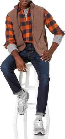 Чоловіча флісова жилетка Amazon Essentials з блискавкою (доступна у розмірах Big & Tall) з переробленого поліестеру, коричнева