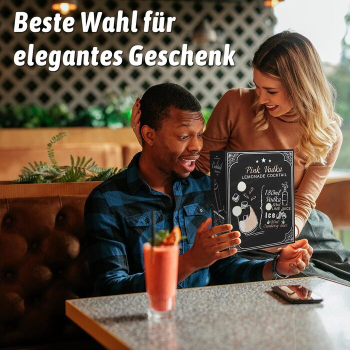 Набір для приготування коктейлів GWHOLE: шейкер, барний аксесуар, рецепти, стійка. Ідеальний подарунок для дому та вечірок