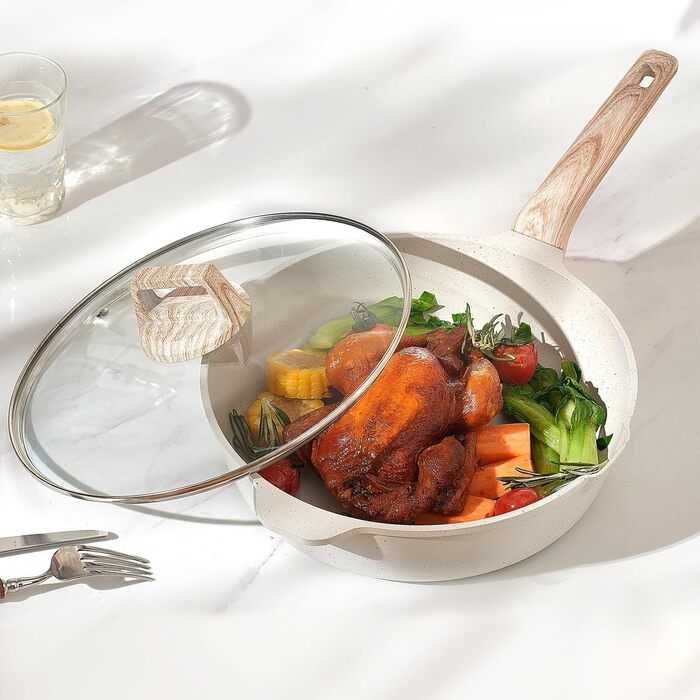 Набір посуду VEVOR індукційний 19 предметів з кришками, антипригарне покриття, для кухні, кемпінгу, приготування соусів (білий)