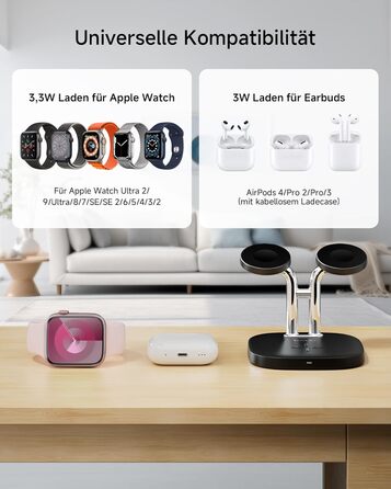 Зарядний пристрій SwanScout для Apple Watch 10/Ultra/9/8/7/6 та AirPods Pro (704A, 3.3W, чорний)