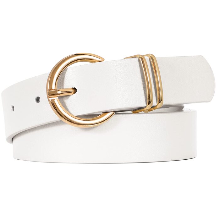 Жіночий шкіряний ремінь JasGood з золотою пряжкою, 120 см (підходить для талії 91-105 см)