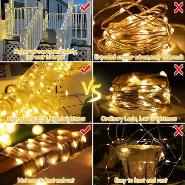 Гірлянда світлодіодна MOLVCE 10м, 100 LED, тепле біле світло, 8 режимів, вологостійка, з таймером, для декору