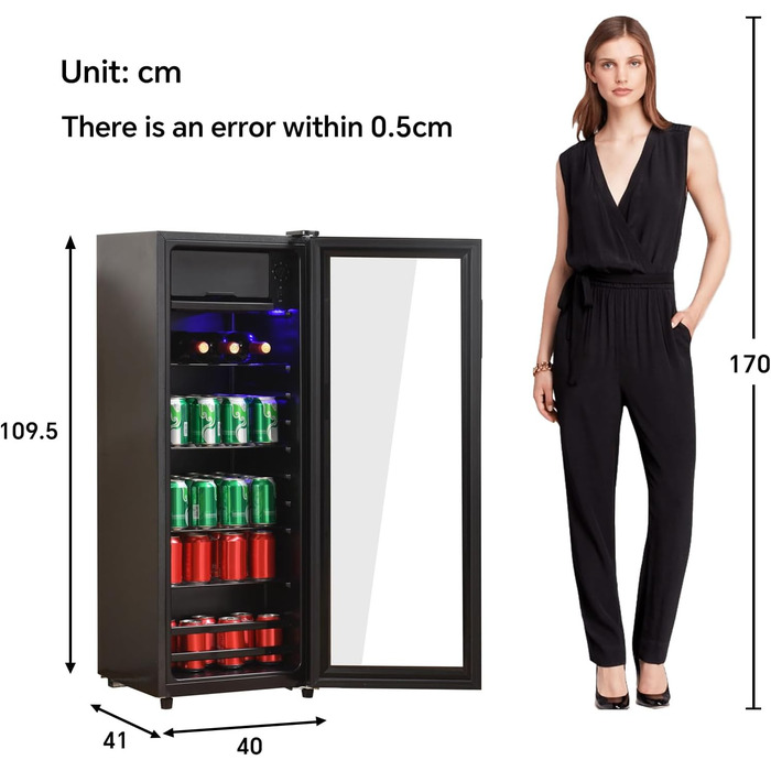 Холодильник міні з морозильною камерою, чорний, 128 л. (70 л + 6 л морозилка)