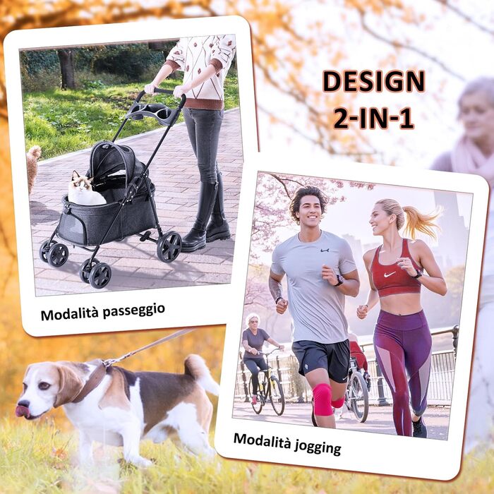 Візок для собак, складаний, переноска для тварин до 15 кг, чорний. Візок для котів та собак, переноска для тварин, бугі для собак