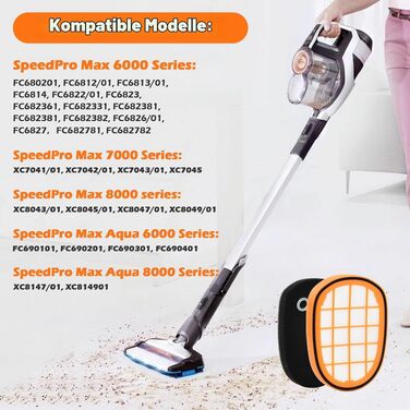 Набір фільтрів для пилососа Philips SpeedPro Max (6 шт.) — смінні фільтри для моделей FC6812, FC6813, FC6822, FC6823, FC6826, FC6723, XC7042, XC8045, XC8147