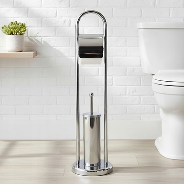 Підставка для йоржика та паперу 2в1, набір для туалету, сріблястий