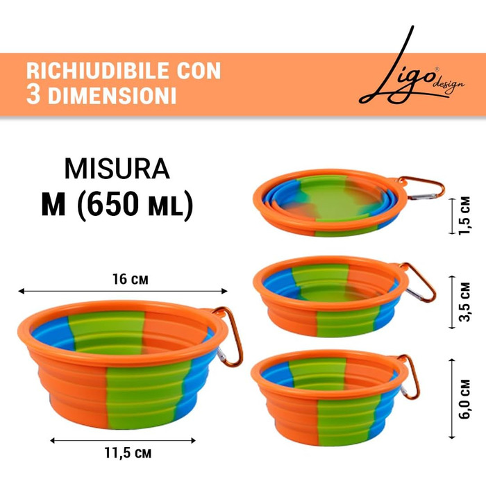 Набір мисок для собак Ligo EBBY (2 шт.) - дорожні, складні, 650 мл, темно-сірий