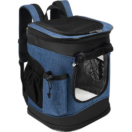 Kato Pet Carrier Backpack for Dogs & Cats - Breathable Mesh Travel Bag for Medium Dogs & Puppies - Portable Marine Blue