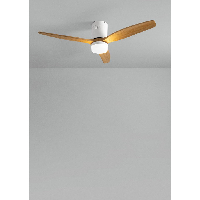 Вентилятор стельовий Windcalm Natural Wood з пультом, 132 см, 40W, 6 швидкостей, літній/зимовий режим, світлодіодне освітлення, дерев'яні лопаті