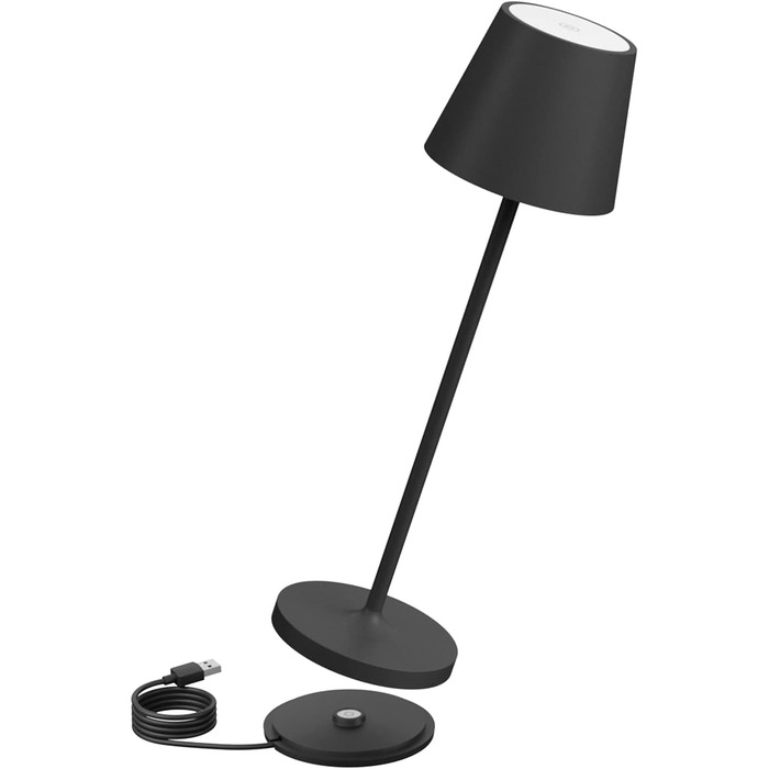 LED настільна лампа K-Bright з регулюванням яскравості, акумуляторна, для дому та вулиці, IP54, чорна