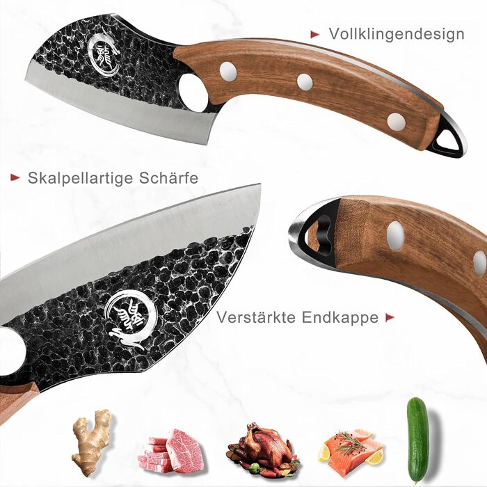 Кухонний ніж шеф-кухаря Plys 20см: професійний ніж з вуглецевої сталі з ергономічною ручкою