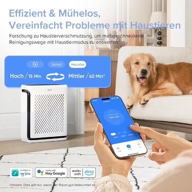 Повітряний фільтр LEVOIT з HEPA-фільтром: видаляє цвіль, пил, пилок, шерсть тварин. Автоматичний режим, CADR 240 м³/год, тихий режим 22 дБ, таймер, для кімнат до 50 м², білий.