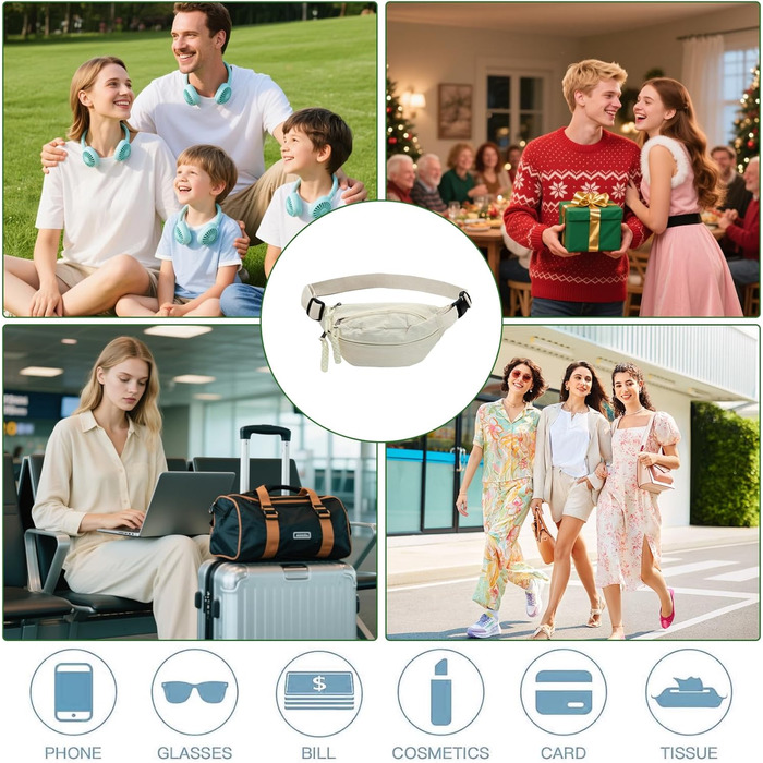 Чоловіча/Жіноча поясна сумка на шнурку, унісекс, зелена, з регульованим ремінцем