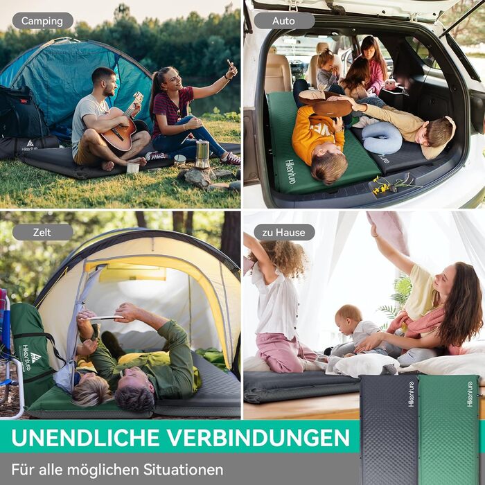 Каремат HIKENTURE самонадувний, 10 см товщини, для кемпінгу, туризму та подорожей, сірий