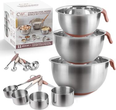 Набір місок для змішування Cook With Color з нержавіючої сталі та мірних склянок, 11 шт. (Рожевий)