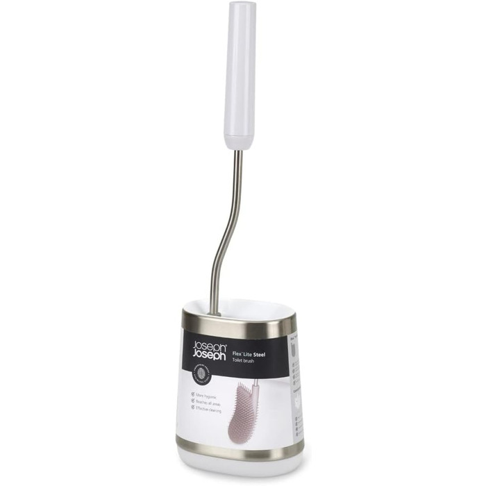 Силіконова щітка для унітазу Joseph Joseph Flex Lite з тримачем, антибактеріальна, сіра/біла